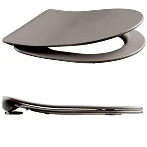 Abattant extra plat AMIRAL Taupe thermodur - Frein de chute - Déclipsable CHARNIÈRES INOX - 20721280 Réduction