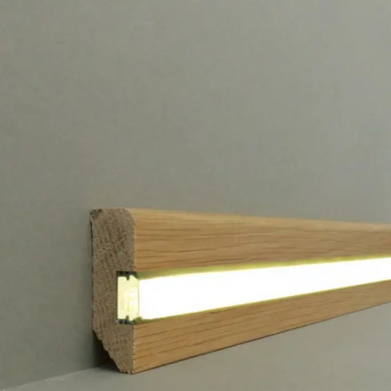 Seulement Aujourd'hui Plinthe lumineuse "Heidelberg" bois massif 20 x 58 x 2400 mm chêne Plinthe LED PROVISTON