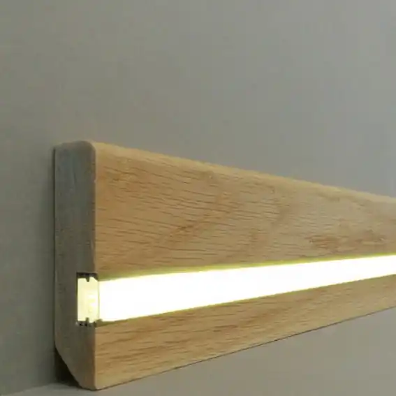 Bon Marché Plinthe lumineuse "Köln" bois massif 20 x 80 x 2400 mm chêne Plinthe LED PROVISTON