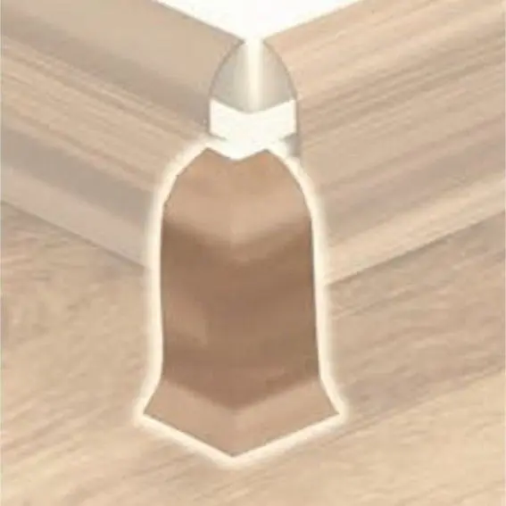 Top Vente Angle extérieur pour plinthe en PVC chêne blanc (pour SOLE-008A-PVC)