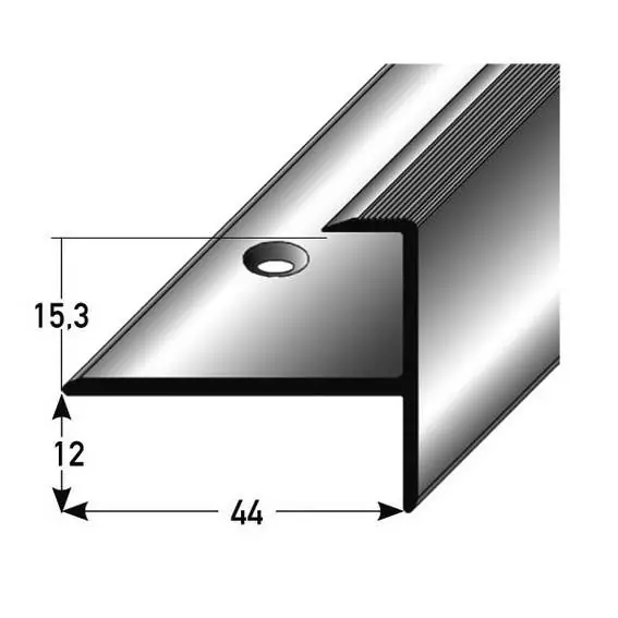 Profilé de finition à emboîter avec nez pour parquet hauteur 15,3 mm alu anodisé à visser Commande En Gros