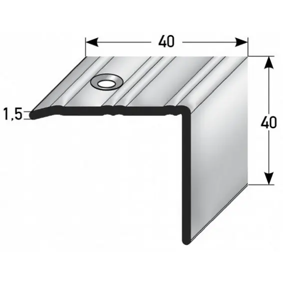 Nez de marche cornière 40 mm x 40 mm inox antidérapant R10 DIN 51130 Solde