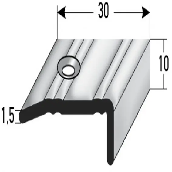 Nez de marche cornière 10 mm x 30 mm inox antidérapant R10 DIN 51130 Nouvel Arrivage