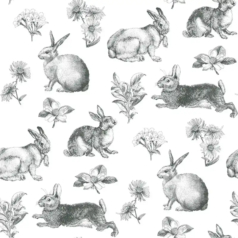 York Wallcoverings Black and White AT4263 Sure Strip Animaux 0.52 x 10 m Blanc noir Prix Réduit