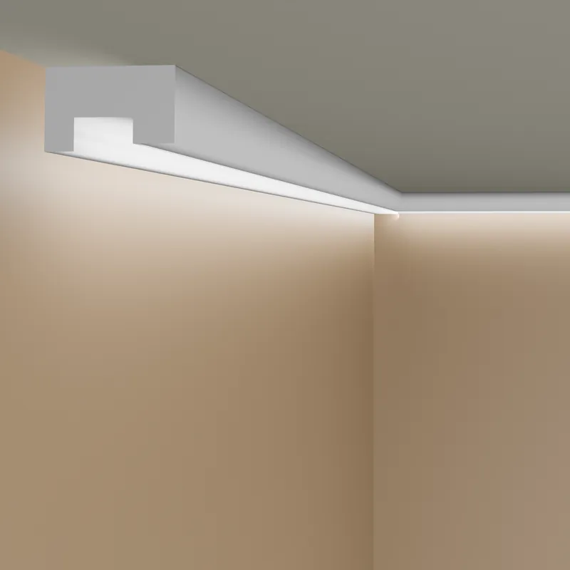 PROVISTON Cornice en plâtre « ML-73 » Moulures décoratives en plâtre 47 x 33 x 1000 mm Moulure lumineuse Moulure de plafond Bon Marché