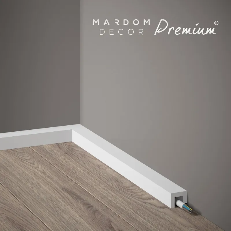 Mardom Plinthe en polymère QL021P Polyforce 25 x 20 x 2000 mm Blanc Plinthe laquée Premium Satin Haute Qualité