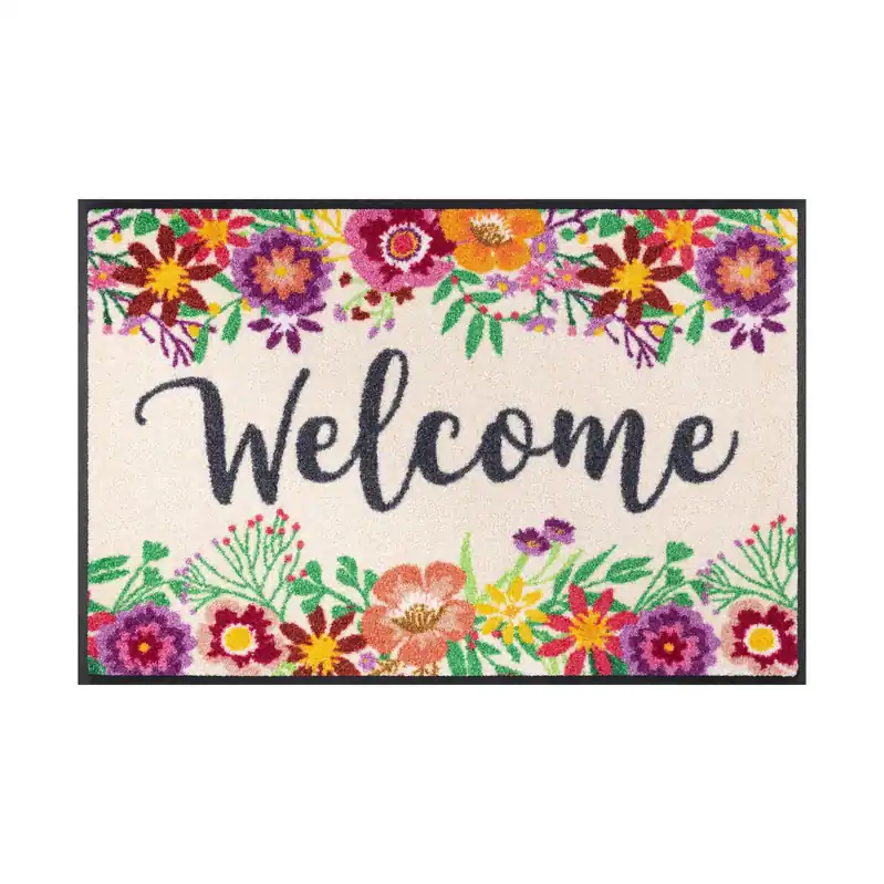 Paillasson Accueil floral 75 x 50 cm tapis de sol lavable Floornovo Trend Design Super Prix