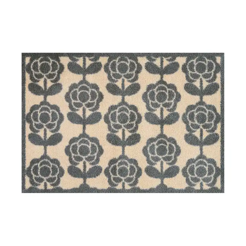 Paillasson Fleurs discrètes 85 x 60 cm tapis de sol lavable Floornovo Anti-Salissures Naturel Commande En Gros