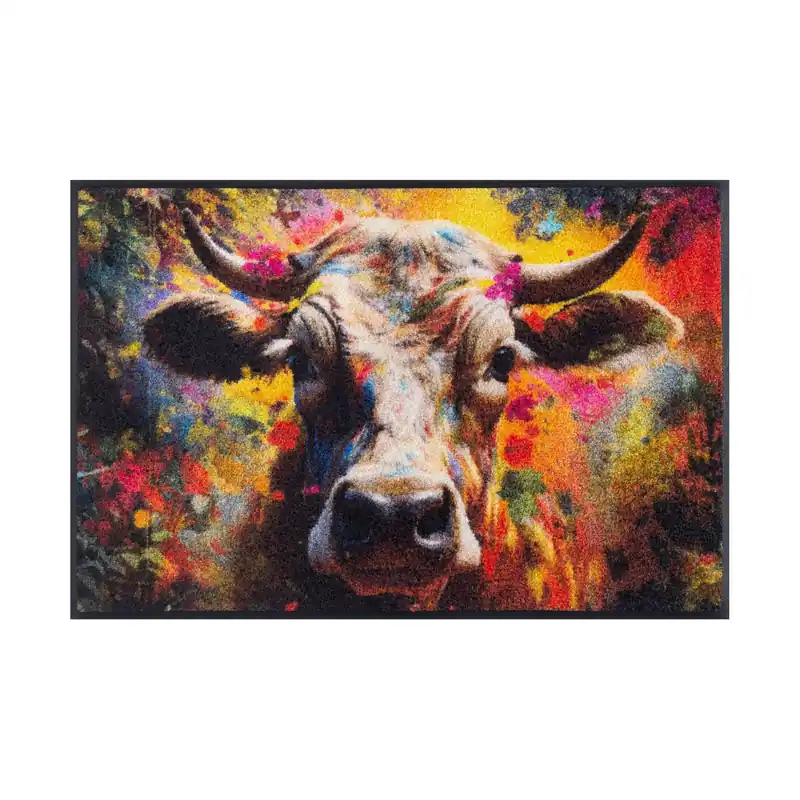 Paillasson Bonheur dans les prés 75 x 50 cm tapis de sol lavable Floornovo Trend Design Retour Gratuit