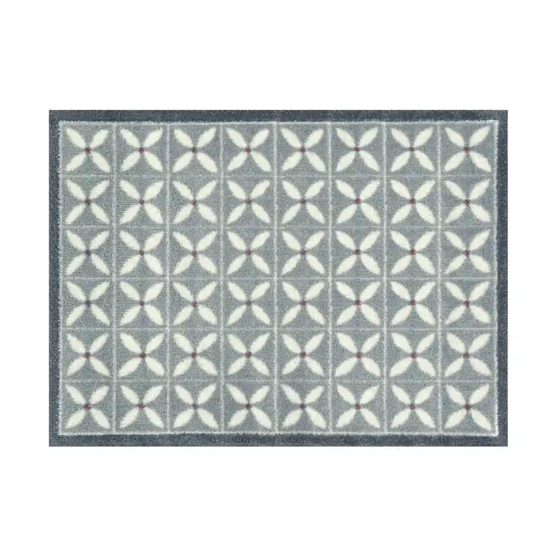 Paillasson Fleurs des champs gris tapis de sol lavable Différentes tailles Floornovo Anti-Salissures Naturel Prix Bas