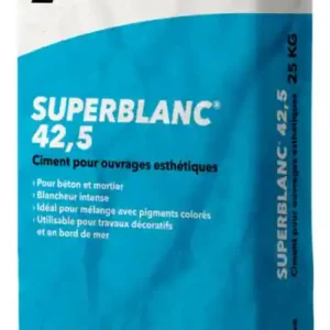 Remise CIMENT SUPERBLANC 42,5 SAC 25KG CEM II/A-LL 42,5 N CE CP2 NF
