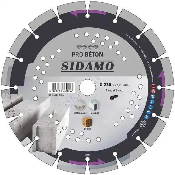 SIDAMO DISQ DIAM PROBETON 230X22.23 Usine Directe