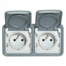 Double Prise de Courant Legrand Plexo 2P+T Horizontal Gris 069912 Remise