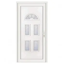 Vente Flash Porte d‘entrée pvc INES blanc 5 carreaux poussant gauche, 200 x 80 cm