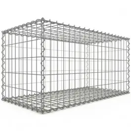 Gabion 100x50x50 cm fil 4mm maille 5x10 et 10x10cm 5 faces sans 1 côté Populaire