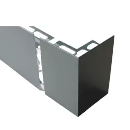 Vente Flash Embout d‘angle Alu Externe pour profil Terrasse 82mmx2,5m, Gris Sablé