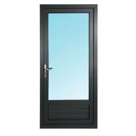 Nouveauté Porte Fenêtre PVC 1 Vantail 205 x 80 cm Gris, Tirant Droit