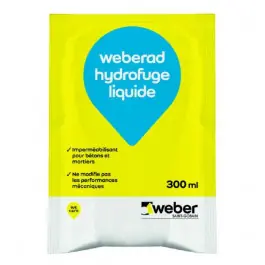 Hydrofuge Liquide Mortiers et Béton Weberad 300ml Prix Cassé