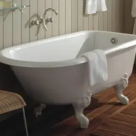 Baignoire sur pied Herbeau, modèle Rétro en fonte blanche, 170 x 78 cm Soldes