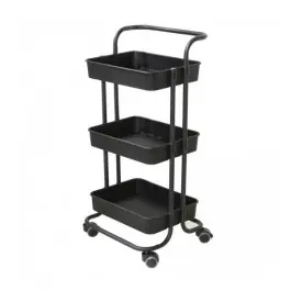 Produit De Marque Desserte à Roulettes 3 Plateaux Casâme 42x86cm Noir Métal et Plastique
