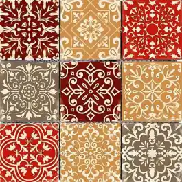 Carreau Carrelage Baroque Marron Travertin Décoré 3713, 9,8 x 9,8 x 1 cm Livraison Express