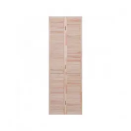 Porte de Placard Pliante Persiennée Pin Brut 205x61 cm avec Rail Offre Limitée