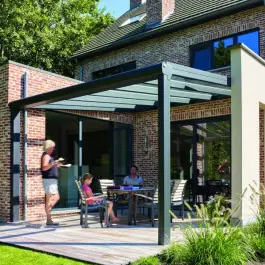 Pergola Alu Climalux 3x4m Polycarbonate Alvéolaire 16mm Clair, RAL7016 Promotion