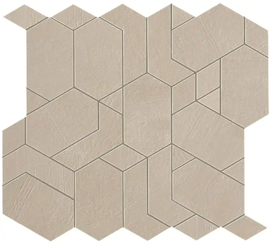 Meilleur Prix Mosaïque effet Béton Beige Crème Mix 33,5x31x0,9 cm Mat Vetrano - Mur intérieur