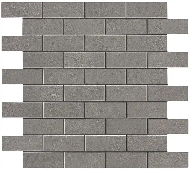 Mosaïque effet Béton Gris Ombre 7,5x2,9 cm Brick 30,5x30,5x0,85 cm Mat Gravino - Mur intérieur Offre Limitée