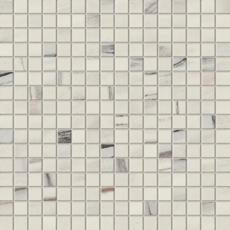 Dernière Chance Mosaïque effet Marbre Blanc Aurora 1,7x1,7 cm Quadra 30x30x0,9 cm Brillant Magnaro - Sol et mur intérieur