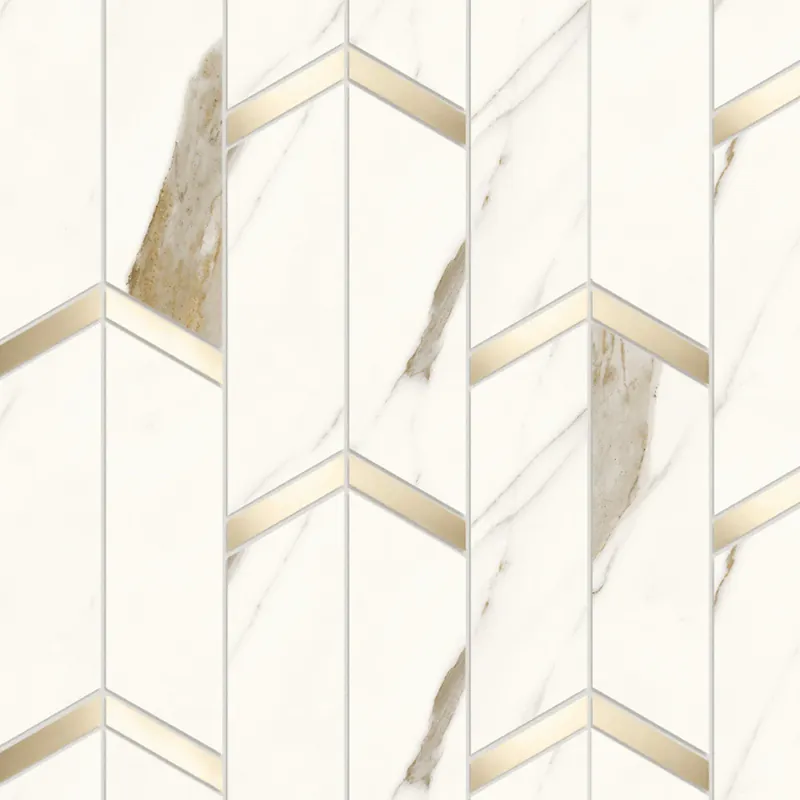 Mosaïque effet Marbre Blanc Calacatta Alba Arrow 46,3x19,2x0,9 cm Brillant Montira - Mur intérieur Produit De Marque
