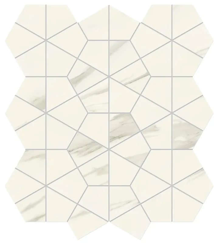 Authentique Mosaïque effet Marbre Blanc Calacatta Armonia Hexa 46,6x40,3x0,9 cm Brillant Orsiano - Mur intérieur