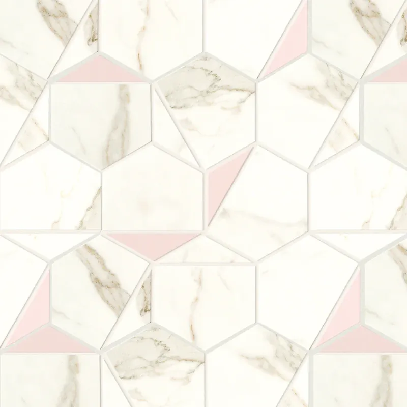 Offre Limitée Mosaïque effet Marbre Blanc Calacatta Prima Hexa 29x25,1x0,85 cm Silk Faventa - Mur intérieur