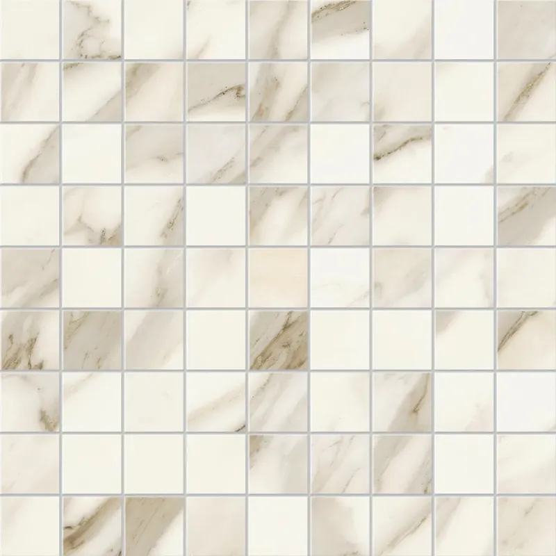 Meilleur Prix Mosaïque effet Marbre Blanc Calacatta Sublime 3,5x3,5 cm Quadra 30x30x0,9 cm Mat Orsiano - Sol et mur intérieur