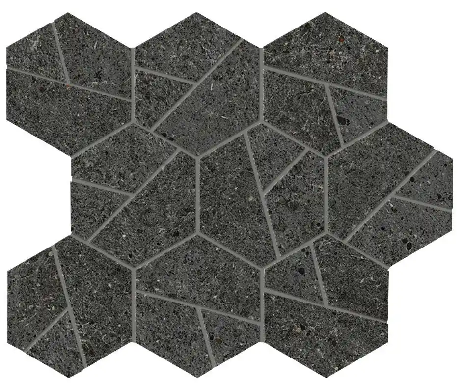 Mosaïque effet Pierre Calcaire Gris Carbone Hexa 28,5x25x0,9 cm Mat Domella - Sol et mur intérieur Expédié Aujourd'hui