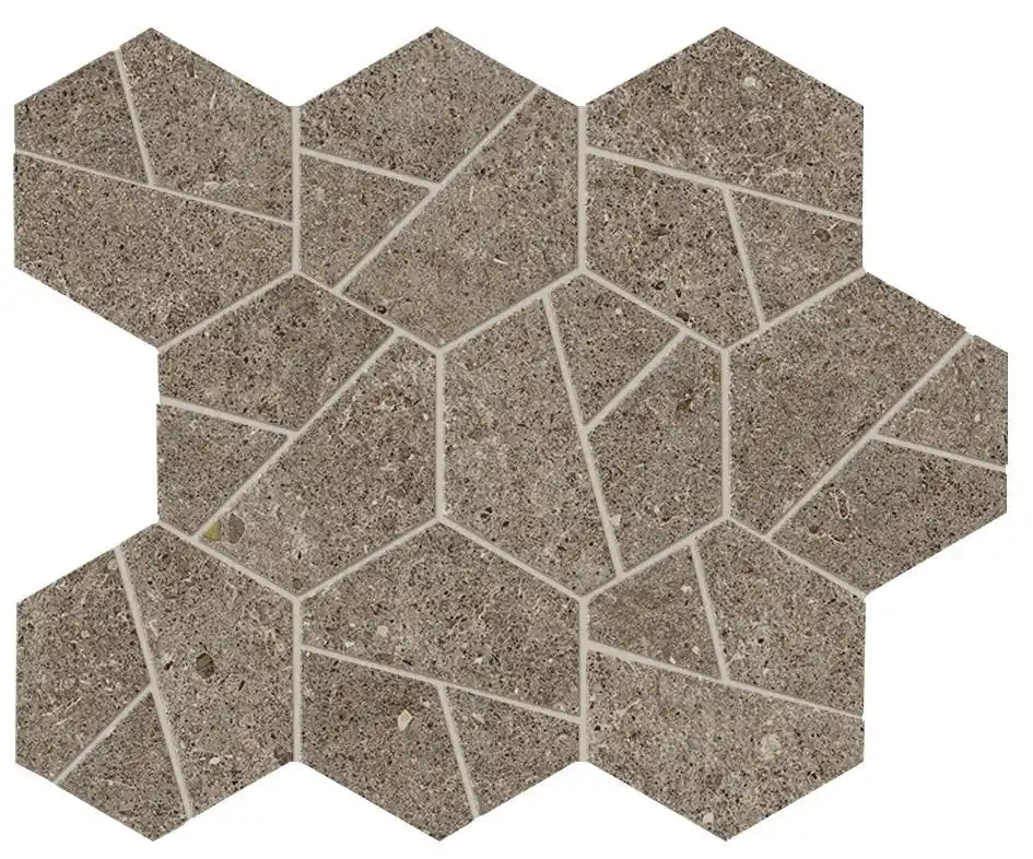 Mosaïque effet Pierre Calcaire Gris Taupe Hexa 28,5x25x0,9 cm Mat Domella - Sol et mur intérieur Affaire À Saisir