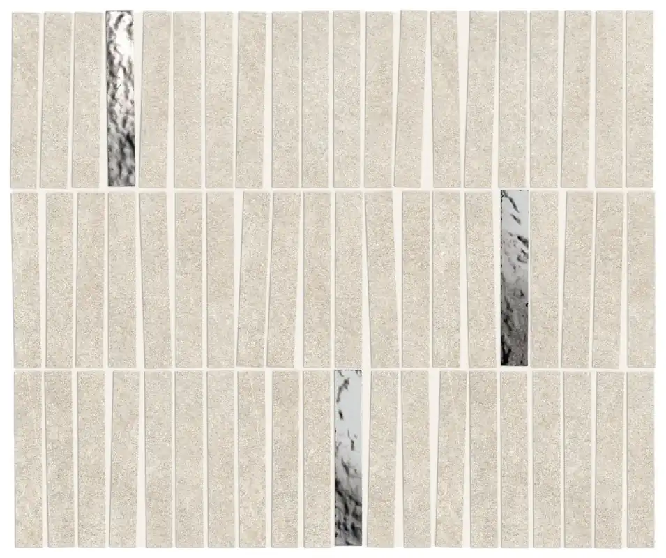 Mosaïque effet Pierre Quartzite Blanc 9,6x1,5 cm Minibrick 35x29,2x0,9 cm Mat Venturo - Mur intérieur Expédié Aujourd'hui