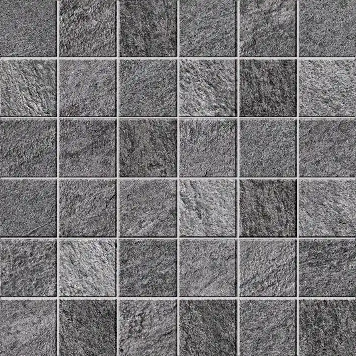 Mosaïque effet Pierre Quartzite Gris Ombre 4,8x4,8 cm Quadra 30x30x0,9 cm Mat Teravio - Sol et mur intérieur Dernière Chance