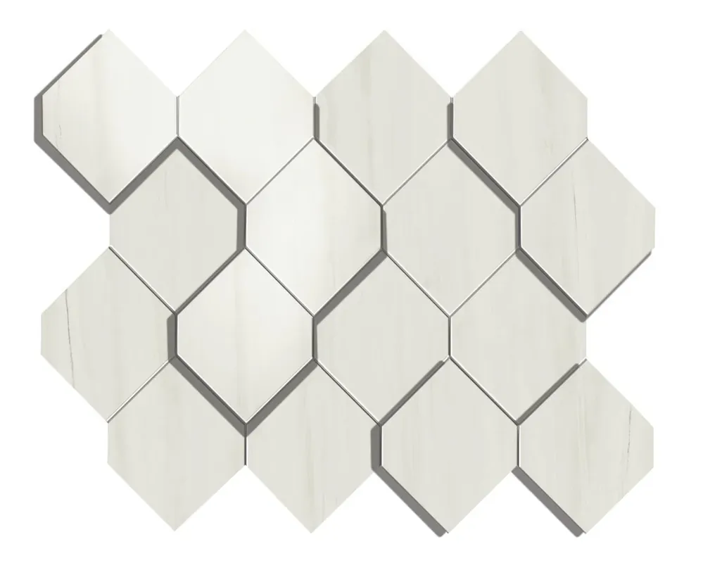 Produit De Marque Mosaïque effet Marbre 3D Bianco Dolomite Hexa 35,3x28,2x0,95 cm Brillant Marvillo - Mur intérieur