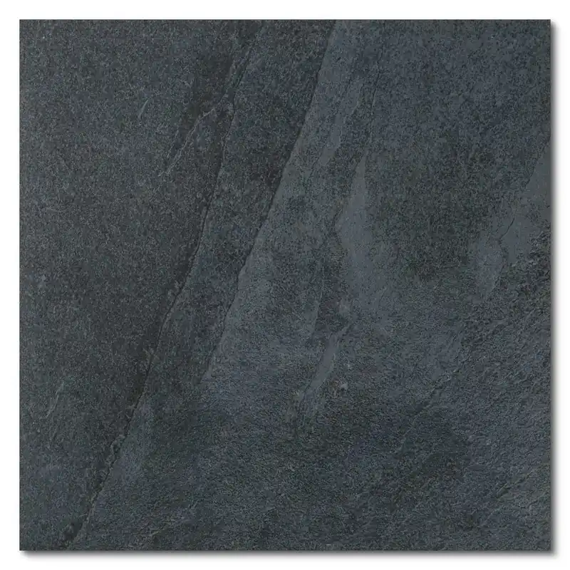 Authentique Carrelage effet Ardoise Noire 60x60x2 cm Pietra - Sol extérieur