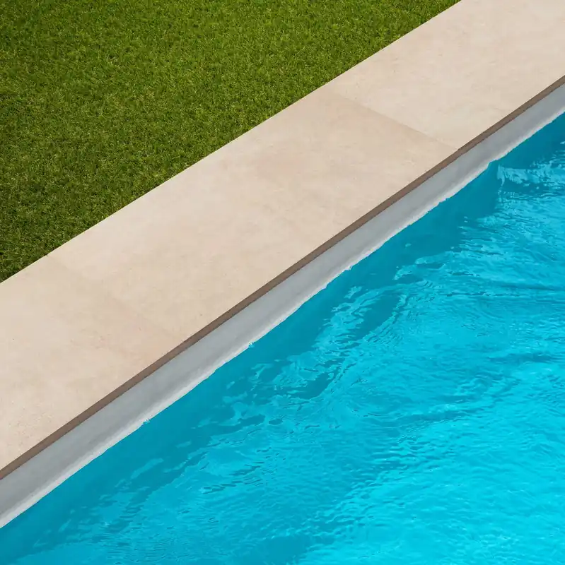 Margelle de piscine effet Béton Beige 60x28x2 cm Bord Droit Cemento Prix Promo