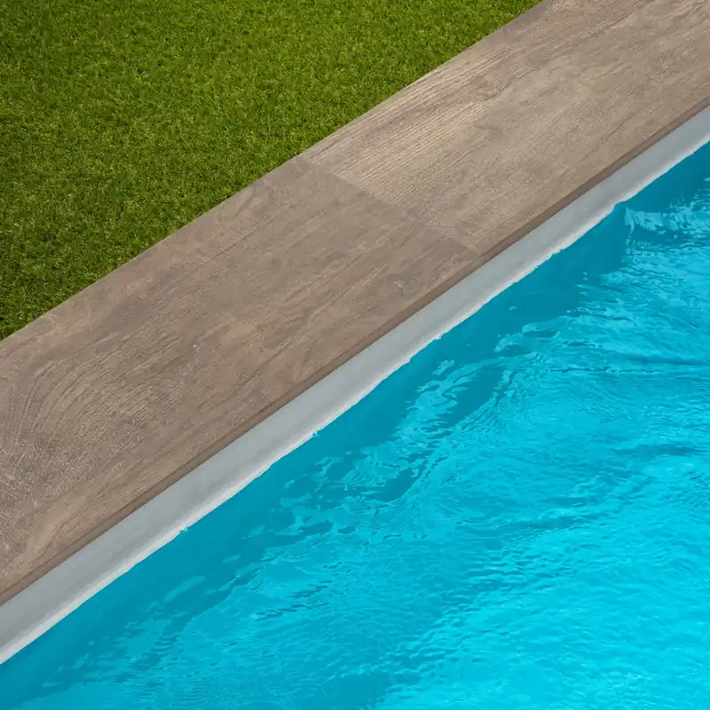 Margelle de piscine effet Bois Bois Marron 120x30x2 cm Bord Droit Legno Usine Directe