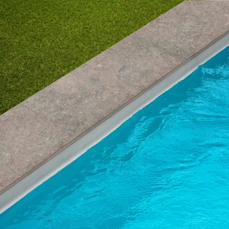 Réduction Margelle de piscine effet Pierre Gris Cotto 60x28x2 cm Bord Droit Pietra