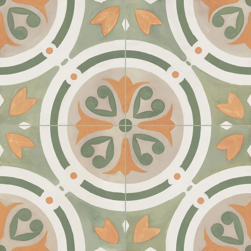 Meilleur Choix Carrelage effet Carreau ciment Saloria Vert 22,3x22,3x0,9 cm Solren - Sol et mur intérieur