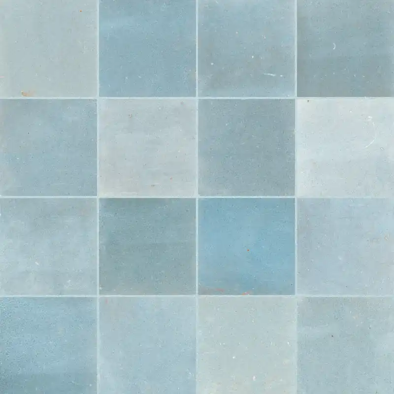 Jusqu'à Épuisement Des Stocks Carrelage effet Zellige Bleu Clair 10x10x0,85 cm Mat Serinor - Mur intérieur