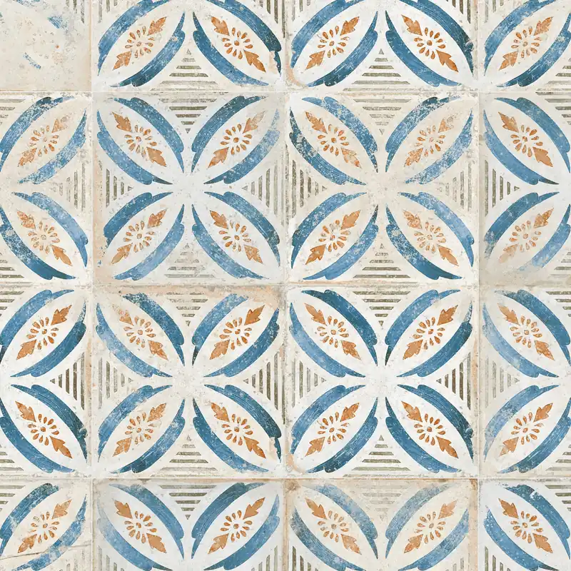 Carrelage Vintage effet Carreau ciment Bleu Arelate 45x45x0,95 cm Orlena - Sol et mur intérieur Produit De Marque