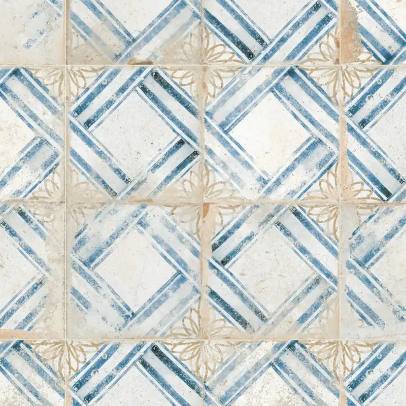 Offre Exclusive Carrelage Vintage effet Carreau ciment Bleu Numantia 45x45x0,95 cm Orlena - Sol et mur intérieur