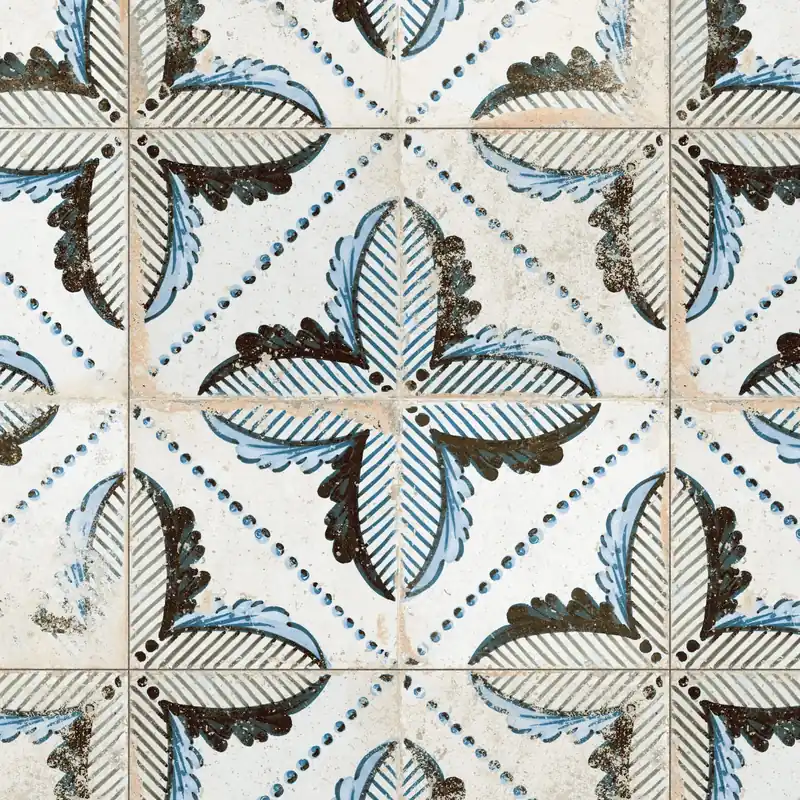 Carrelage Vintage effet Carreau ciment Bleu Thera 45x45x0,95 cm Orlena - Sol et mur intérieur Seulement Aujourd'hui