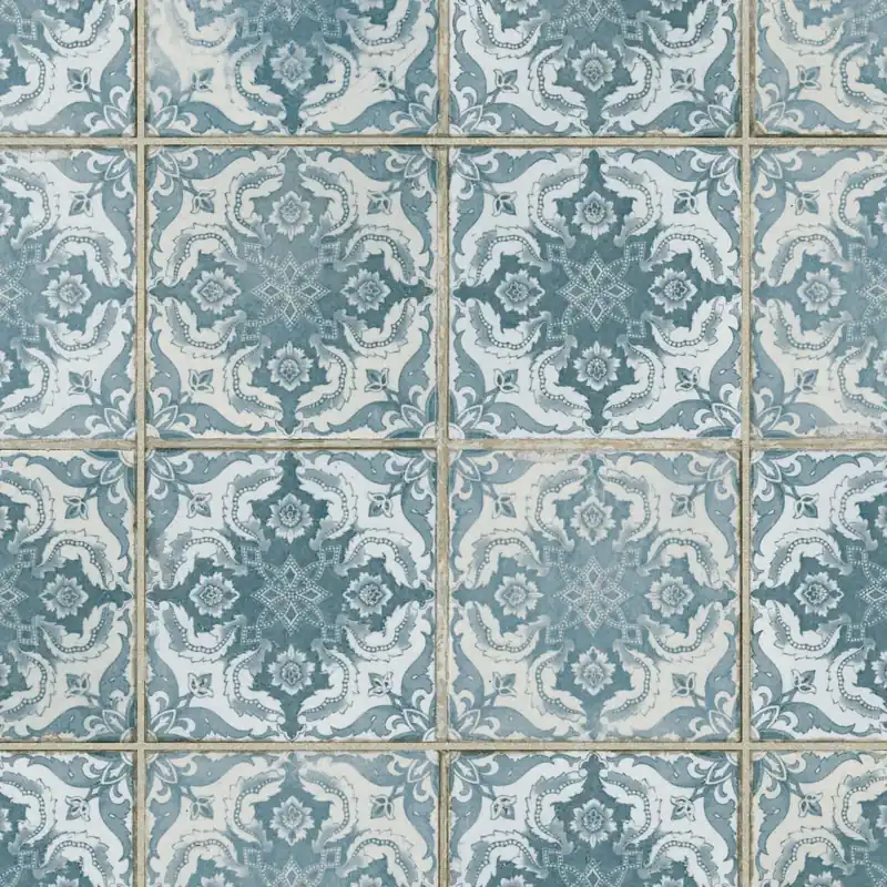 Carrelage Vintage effet Carreau ciment Vert Myrina 45x45x0,95 cm Azoria - Sol et mur intérieur Offre Du Jour