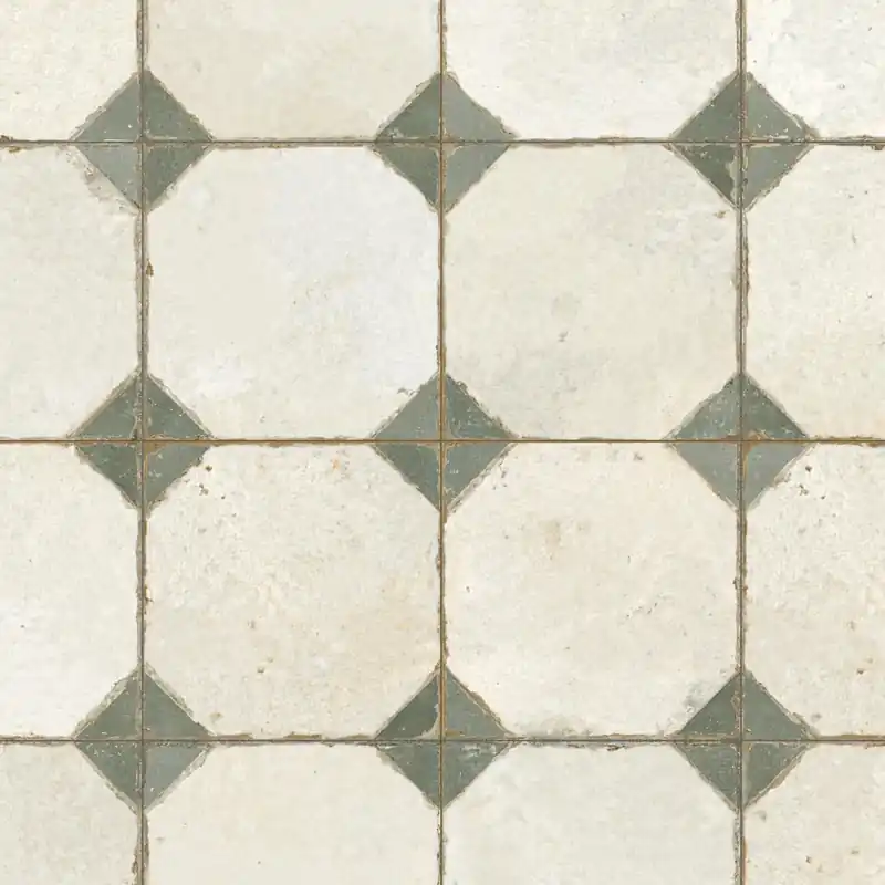 Jusqu'à Épuisement Des Stocks Carrelage Vintage Vert Cabochon 45x45x0,95 cm Calvero - Sol et mur intérieur